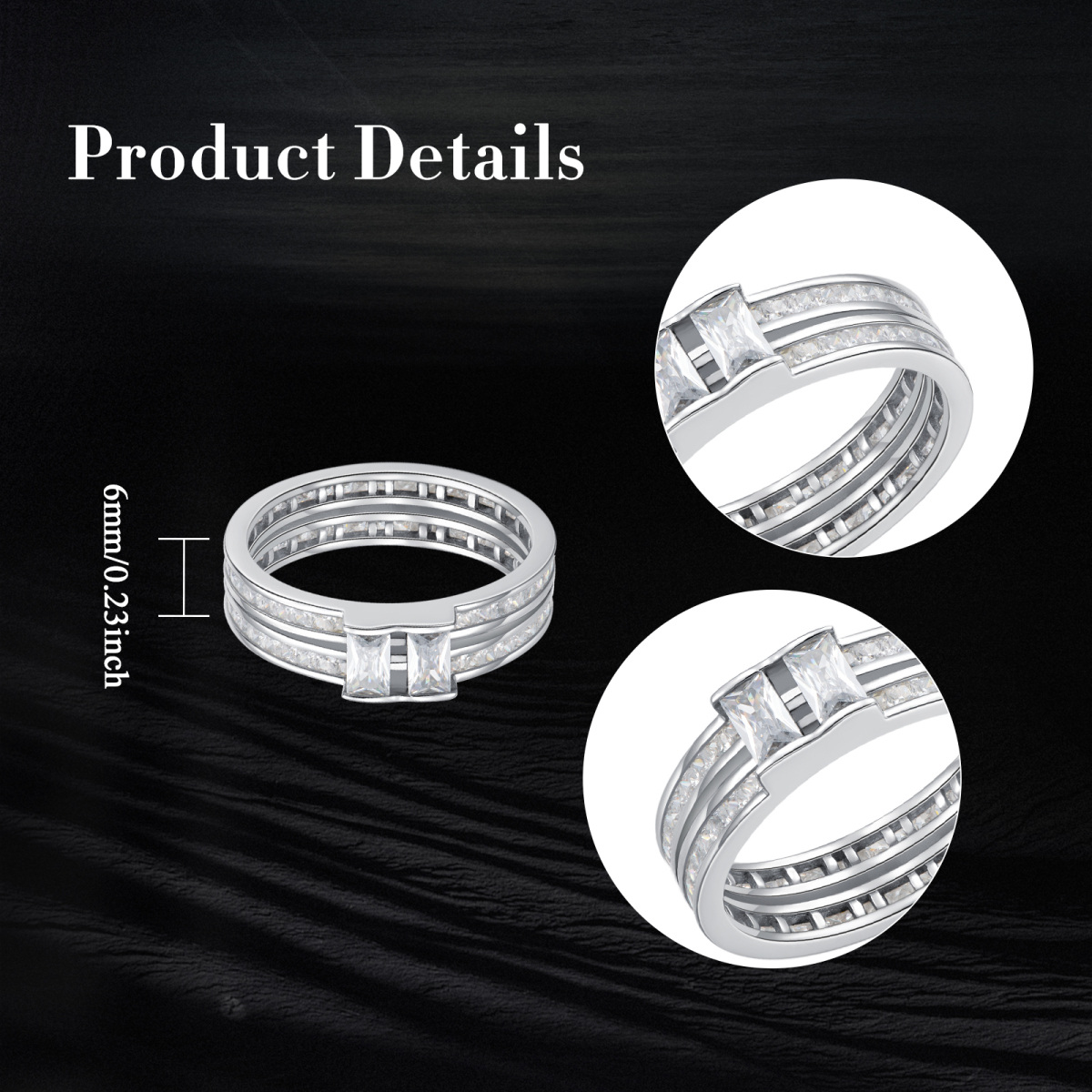 10K 14K 18K Gold 2 Cubic Zirconia Baguette Shank Channel Custom Engagement Ring for Men-5