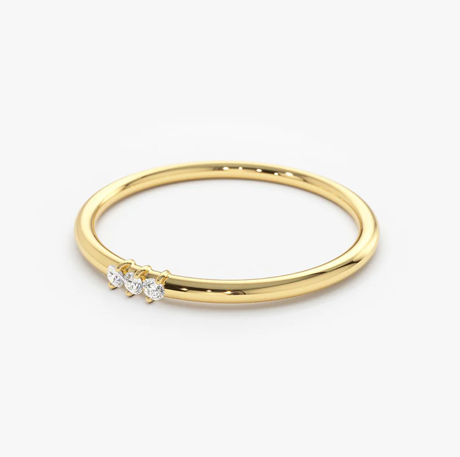 Anillo de bodas minimalista personalizado con diamantes, oro de 18 quilates, 0,05 quilates de peso total, color D, claridad VVS-4