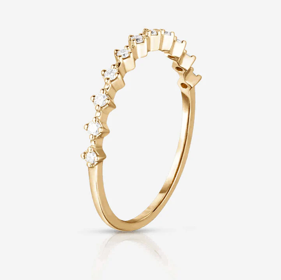 Ouro rosa 10K 0,1 CT.T.W. Anel Empilhável Diamond Station D Color VVS Clarity-4