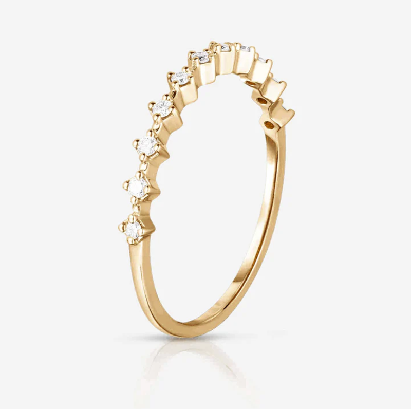 Pierścionek z 14-karatowego różowego złota o masie 0,1 ct., z diamentami, do łączenia w stosy, kolor D, czystość VVS-4