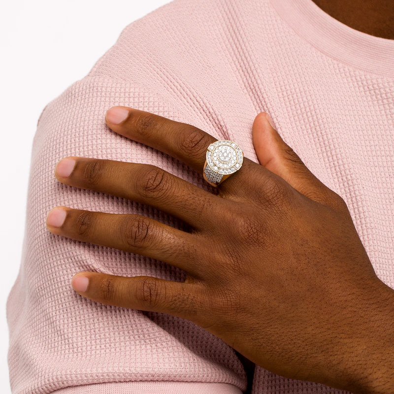 Aliança de casamento personalizada em ouro 10K com 2,5 CT.T.W. e diamante redondo para homens, cor D, clareza VVS1-2