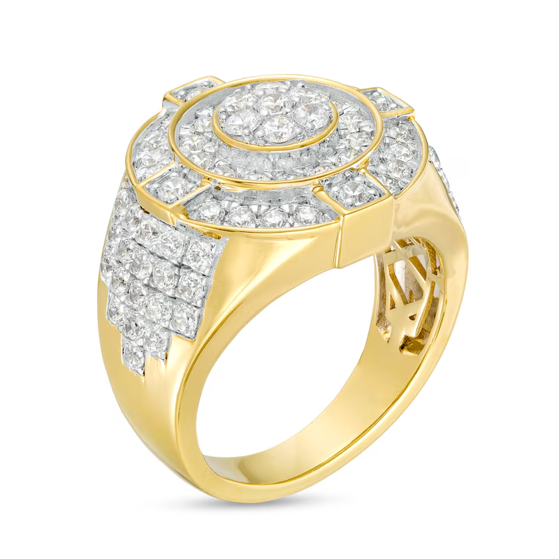 Aliança de casamento personalizada em ouro 10K com 2,5 CT.T.W. e diamante redondo para homens, cor D, clareza VVS1-3