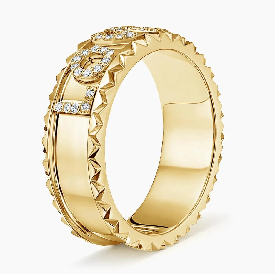 Aliança de casamento personalizada com assinatura e diamante em ouro rosa 10K de 0,1 a 0,5 CT.T.W. com lapidação redonda-3