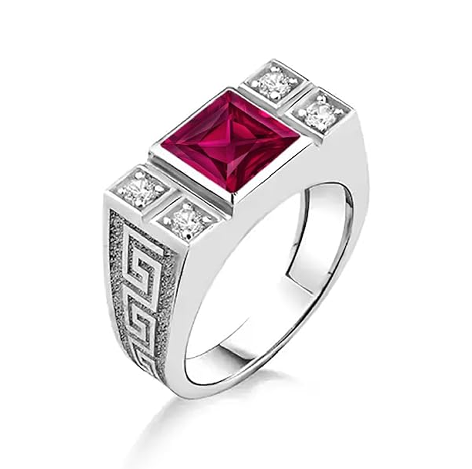 10 Karat Roségold 2,12 Karat TW Princess Cut Moissanit Verlobungsring für Herren-3
