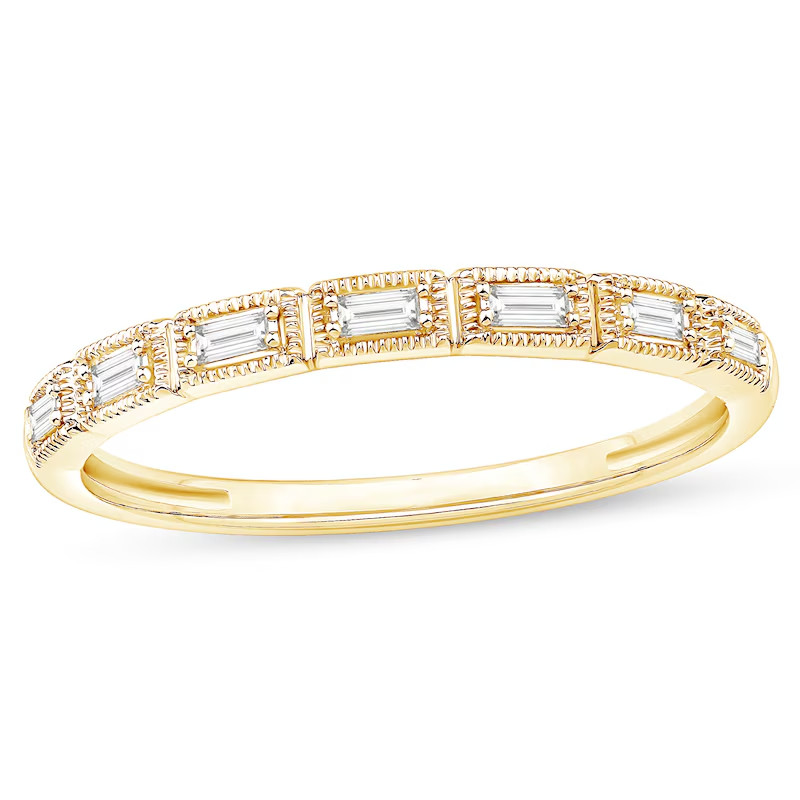 10K Gold 1/15 CT Baguette Diamond Vintage-Style Stackable Custom Anniversary Band-1