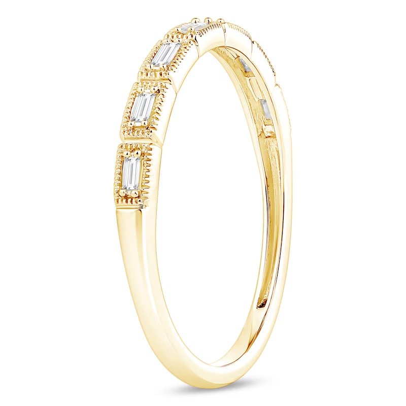 10K Gold 1/15 CT Baguette Diamond Vintage-Style Stackable Custom Anniversary Band-3