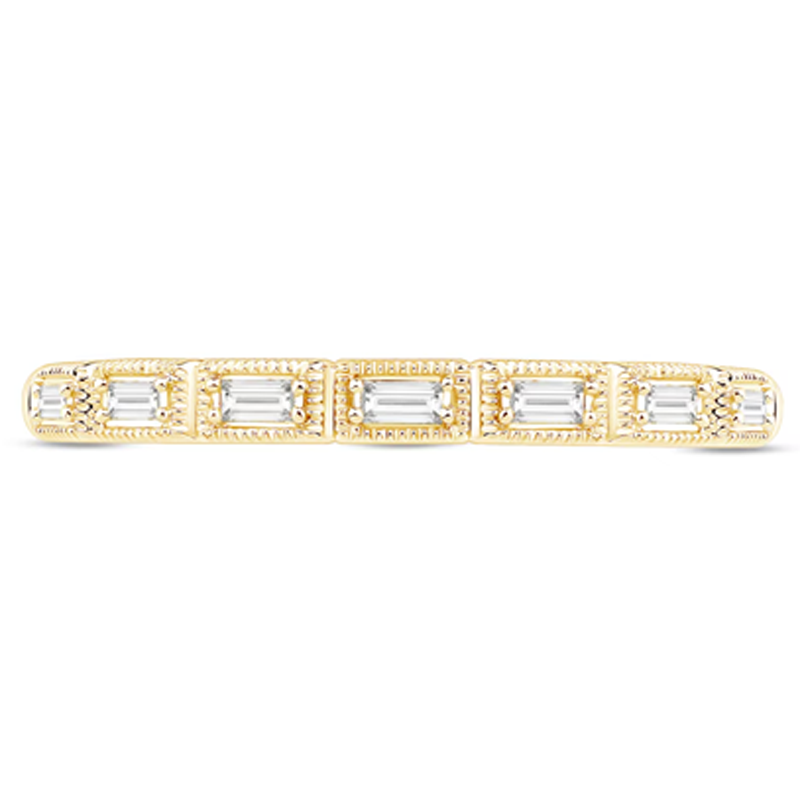 10K Gold 1/15 CT Baguette Diamond Vintage-Style Stackable Custom Anniversary Band-4