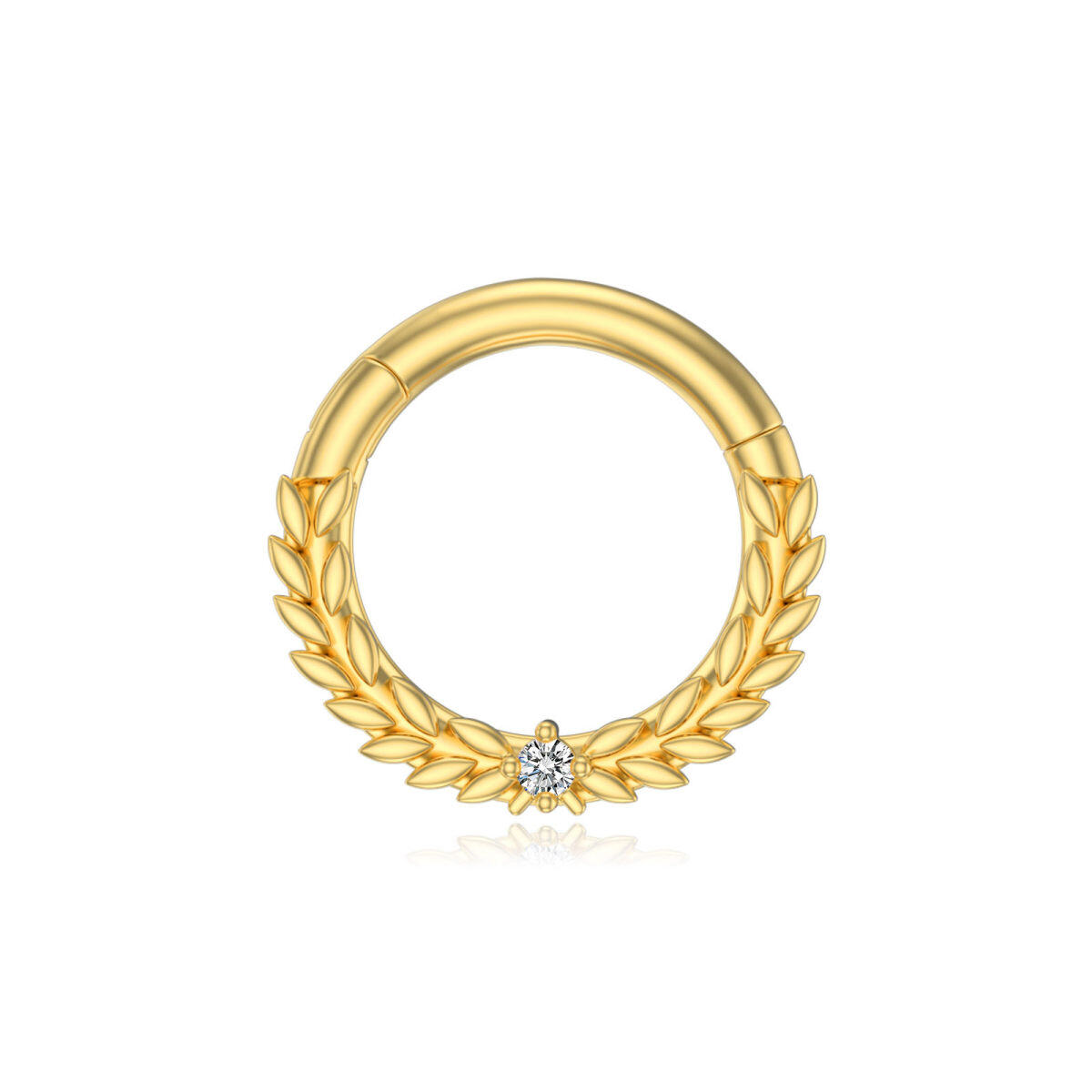 18K Gold Round Zircon Wheat Nose Ring-1