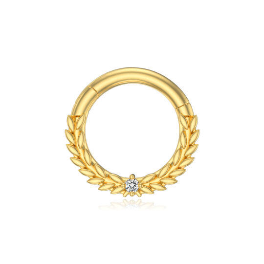 10K Gold Round Zircon Wheat Nose Ring