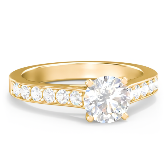 10K Gold 1CT Circular Shaped Lab Created Diamond Engagement Ring