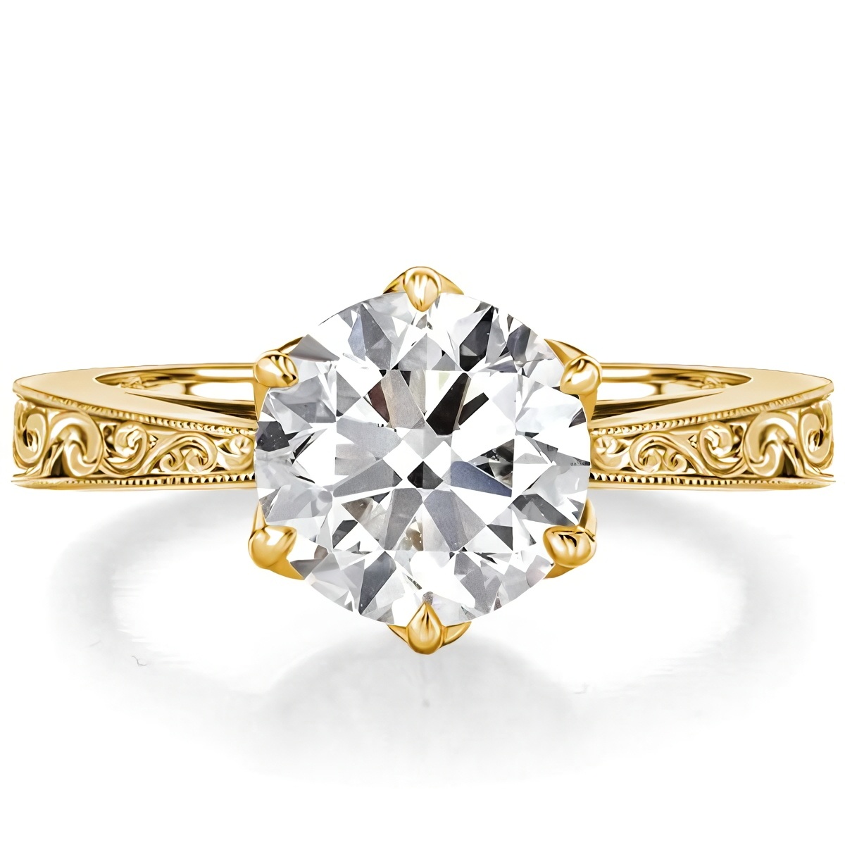 10K Gold 1CT Lab Created Diamond Personalized Engraving Engagement Ring-1