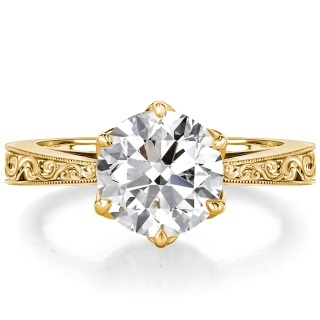 10K Gold 1CT Lab Created Diamond Personalized Engraving Engagement Ring-8