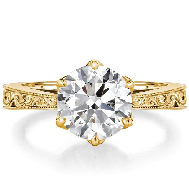 10K Gold 1CT Lab Created Diamond Personalized Engraving Engagement Ring-1