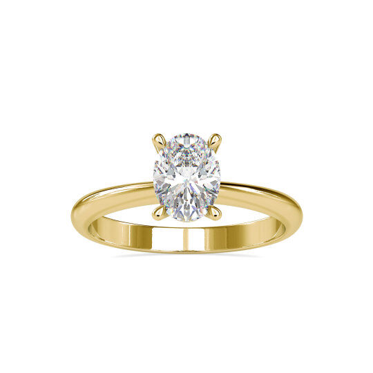 Ovaler Ehering aus 10 Karat Gold mit 1 Karat Moissanit