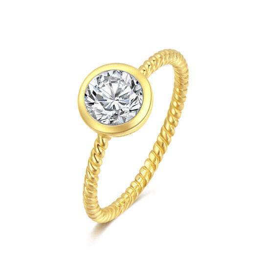 9K Gold 1CT Round Cut Engagement Ring