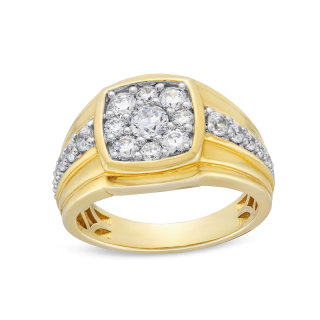 10K Gold 1-1/2 CT Cushion-Shaped Lab Created Multi-Diamond Custom Wedding Ring for Men-22