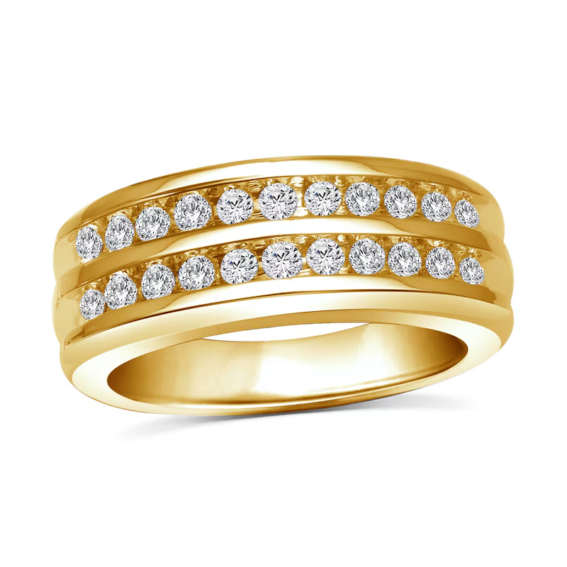10K Gold 0.25 CT. T.W Round Lab Created Diamond Custom Wedding Ring for Men D Color VVS1 Clarity 3EX IGI Certified-1
