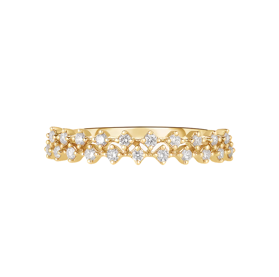 Anillo de oro de 10 quilates con diamantes de 0,2 quilates y doble fila-1