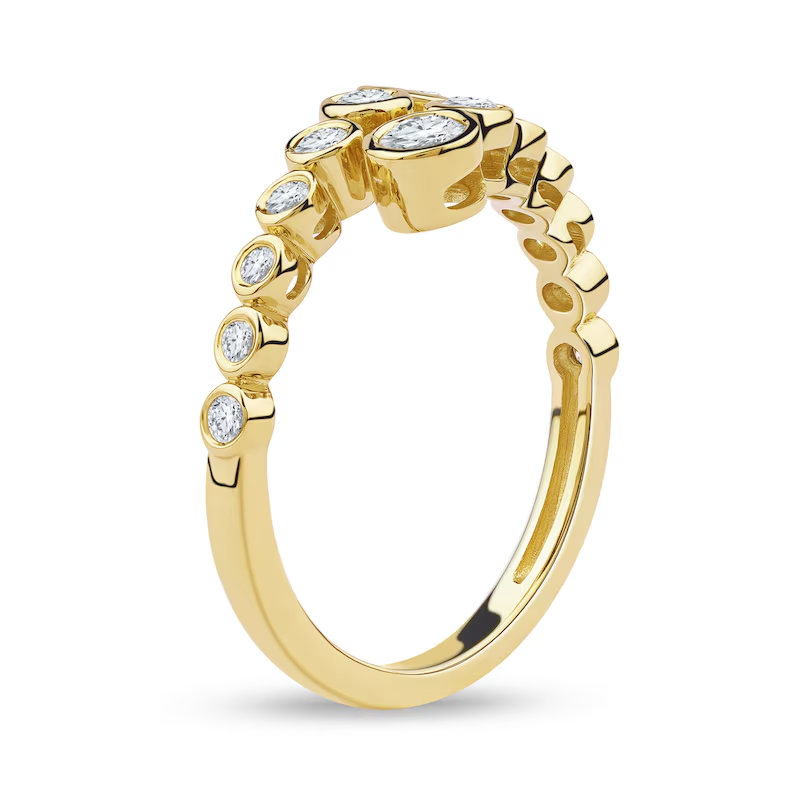 10K gouden 1/2 CT lab-made diamanten bezel-set gegradueerde bypass trouwring voor vrouwen-3