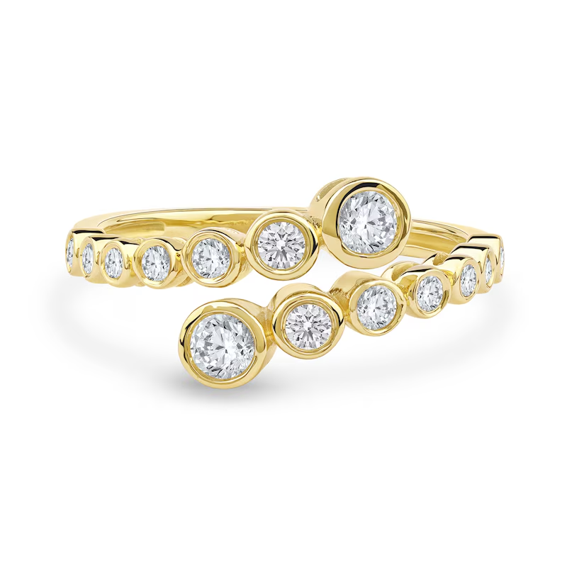 Alliance en or 10 carats, diamants synthétiques de 1/2 ct, sertis clos, à gradins, pour femme-4