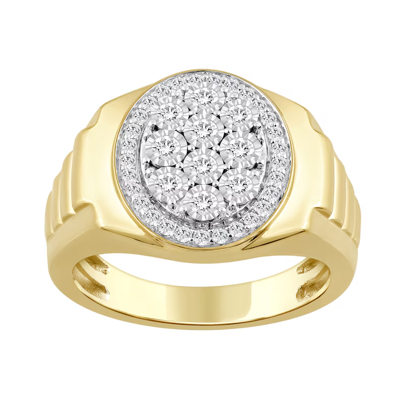 10K Gold Round Shaped Diamond Custom Couple Signet Ring I Color I2 Clarity 3EX IGI Certified-11