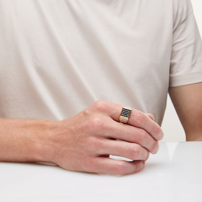 10K Gold 1.5 CT.T.W. Princess Cut Cut Diamond Custom Band for Men Black Color I3 Clarity-2