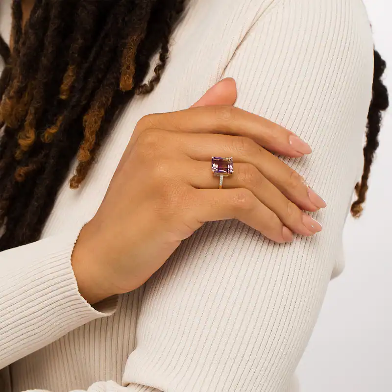 14K Rose Gold 1 to 5 CT Emerald Quartz Engagement Ring-2