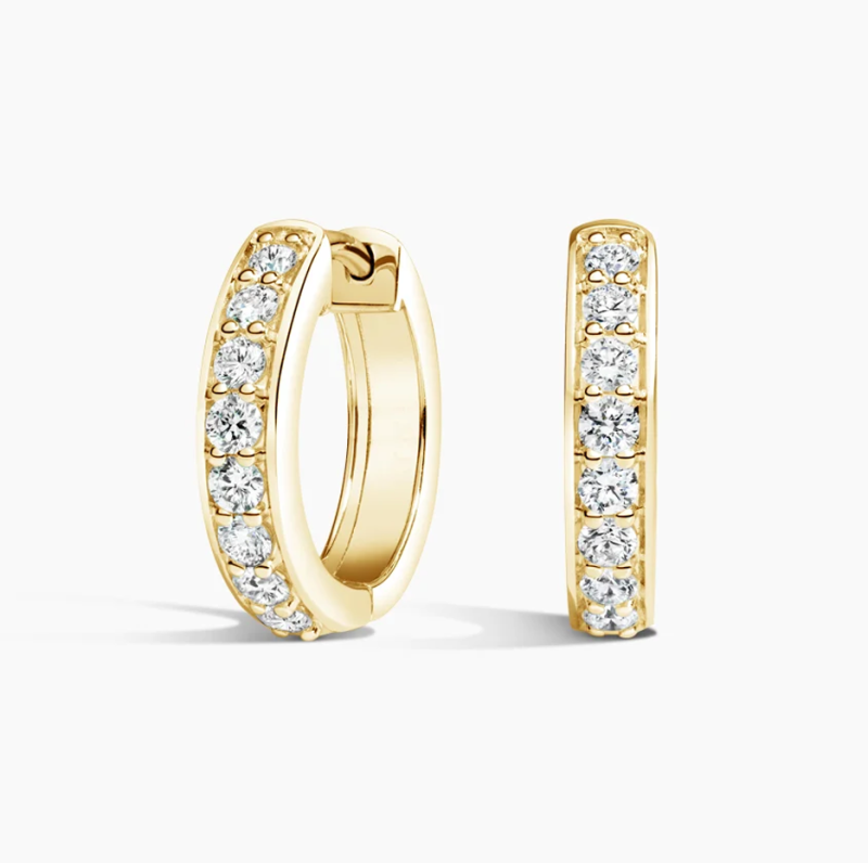 10K Gold 0.25 CT.T.W. Diamond Hoop Earrings-1