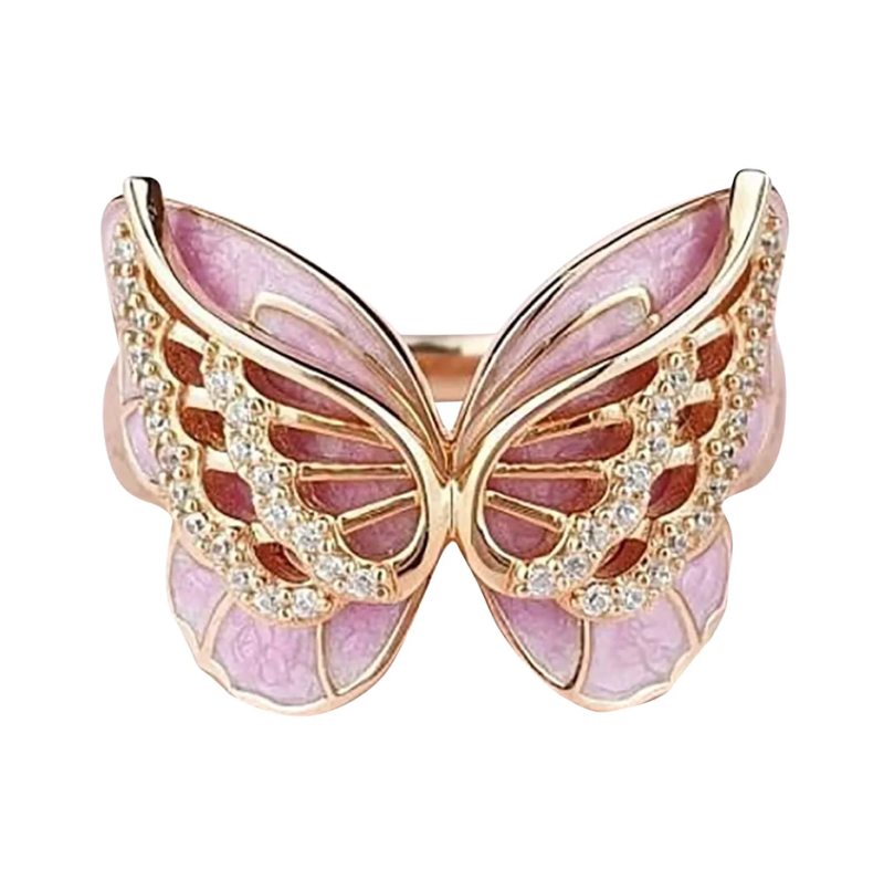 10K Gold 0.25 CT.T.W. Lab Created Diamond Double-Layer Butterfly Custom Couple Ring D Color VVS1-VS1 Clarity 3EX-50