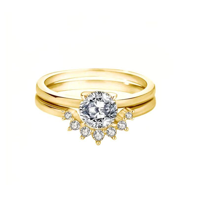 10K Gold 1.25CT Round Cut Moissanite Personalized Engraving & Ring-52