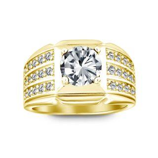 10K Gold 2CT Circular Shaped Moissanite Personalized Engraving Ring-24