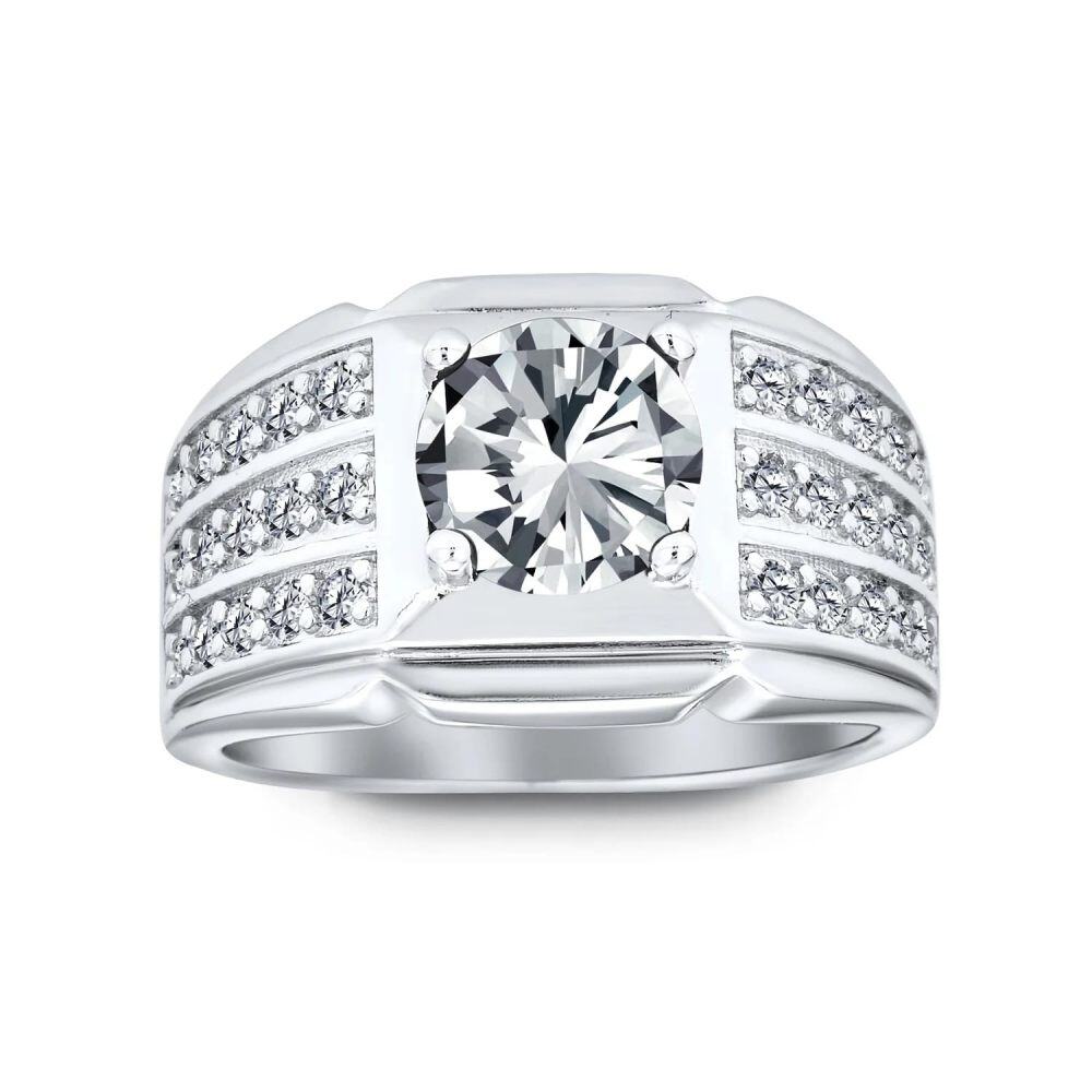 10K Gold 2CT Round Shaped Moissanite Personalized Engraving Ring-2