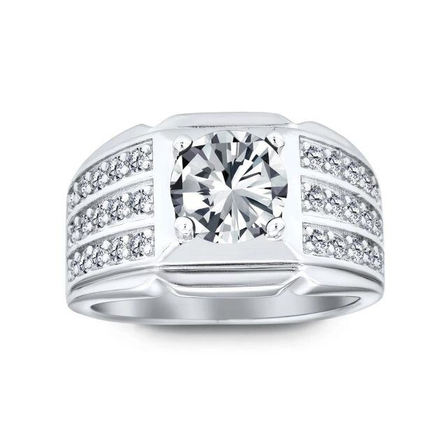 10K gouden 2CT cirkelvormige Moissanite gepersonaliseerde graveerring-2