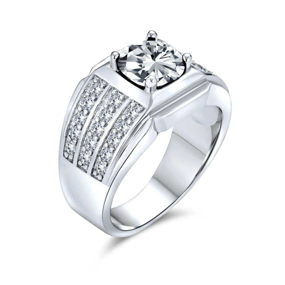 10K Gold 2CT Round Shaped Moissanite Personalized Engraving Ring-4