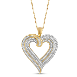 9K Gold 1/2CT Diamond Heart Pendant Necklace-1