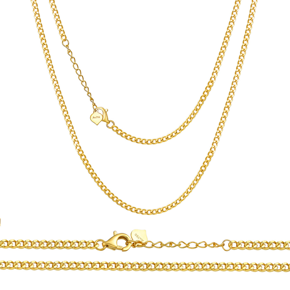 Cadena cubana de oro de 10 quilates, 2,2 mm de ancho y 14 pulgadas-1