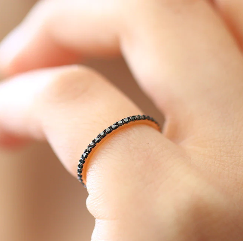 10 Karat Roségold 0,3 Karat TW Schwarzer Diamant Eternity Ring-3