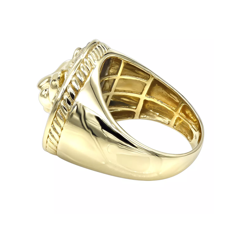 Herren-Siegelring aus 10-karätigem Gold mit rundem Diamanten im Löwen-Design (0,3 ct.T.W.).-3