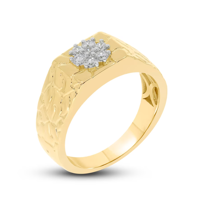 10K Gold 0.3 CT.T.W. Round Cut Lab Created Diamond Wedding Band for Men D Color VVS-VS Clarity IGI Certified-3