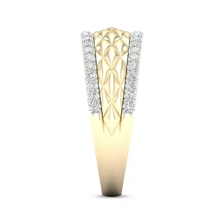 10K Rose Gold 0.35 CT.T.W. Diamond Edge Quilted Wedding Band-4