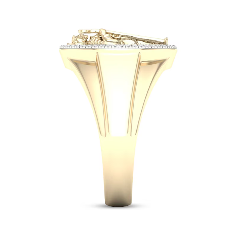 10K Gold 0.38 CT.T.W. Round Cut Lab Created Diamond Saint Jude Band for Men-3