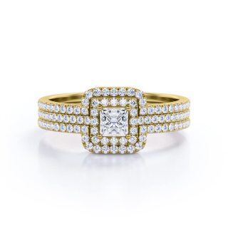 10K Gold Lab Created Diamond & Moissanite Custom Square Engagement Ring 3EX IGI Certified-23