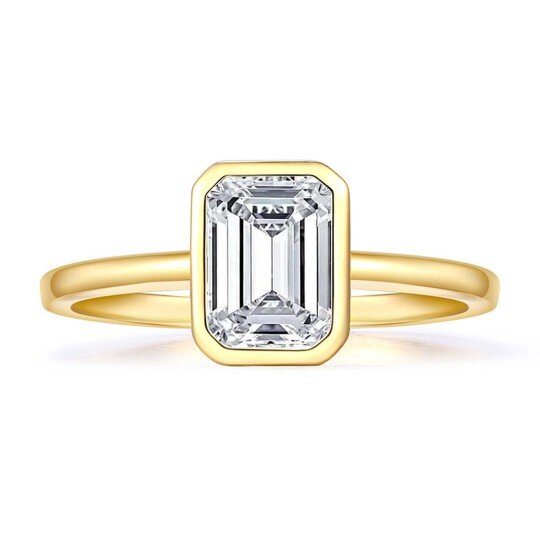 Anel de noivado de moissanite em formato de princesa quadrada em ouro 10K 3CT