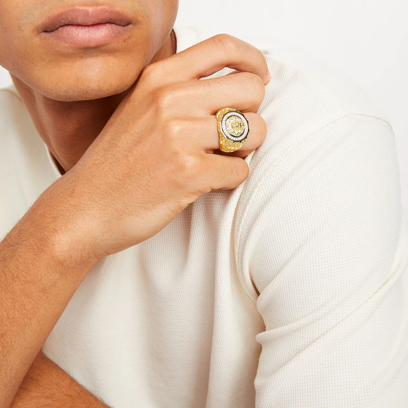 10K Gold 0.25CT.T.W. Round Diamond Custom Lion Signet Ring for Men I Color I3 Clarity 3EX-2