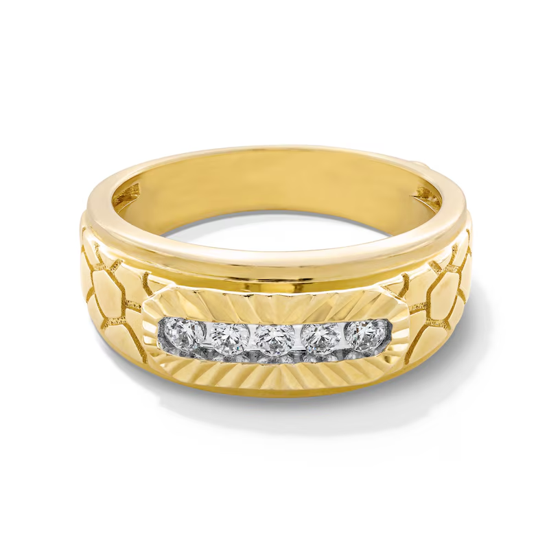 10K Gold 0.25 CT. T.W Lab Created Diamond Custom Wedding Ring for Men D Color VVS1-VS1 Clarity 3EX-1
