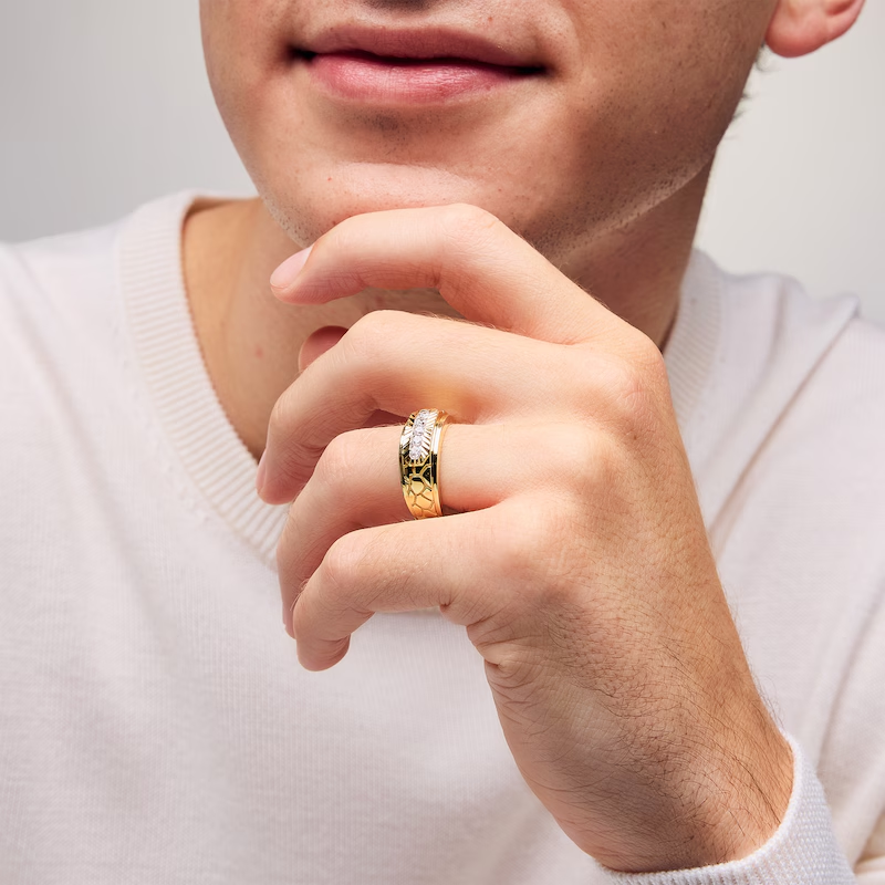 10K White Gold 0.25 CT. T.W Lab Created Diamond Custom Wedding Ring for Men D Color VVS1-VS1 Clarity 3EX-2