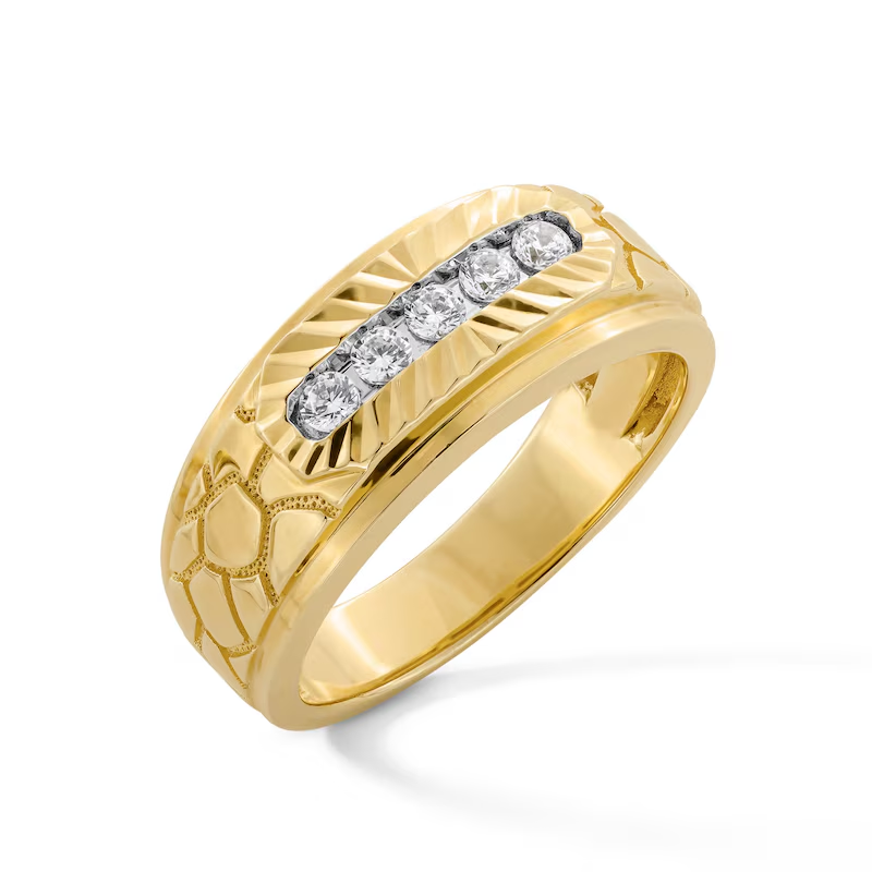 10K White Gold 0.25 CT. T.W Lab Created Diamond Custom Wedding Ring for Men D Color VVS1-VS1 Clarity 3EX-3