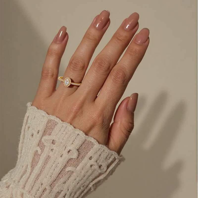 Aliança de noivado personalizada em ouro de 10 quilates com diamante oval criado em laboratório de 0,75 a 3,25 quilates (CT.T.W.), classificação D, pureza VVS1-VS1 e certificação IGI.-2