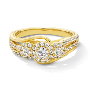 10K Gold Round Shaped Lab Created Diamond Custom Engagement Ring D Color VS1-VVS1 Clarity 3EX IGI Certified-13