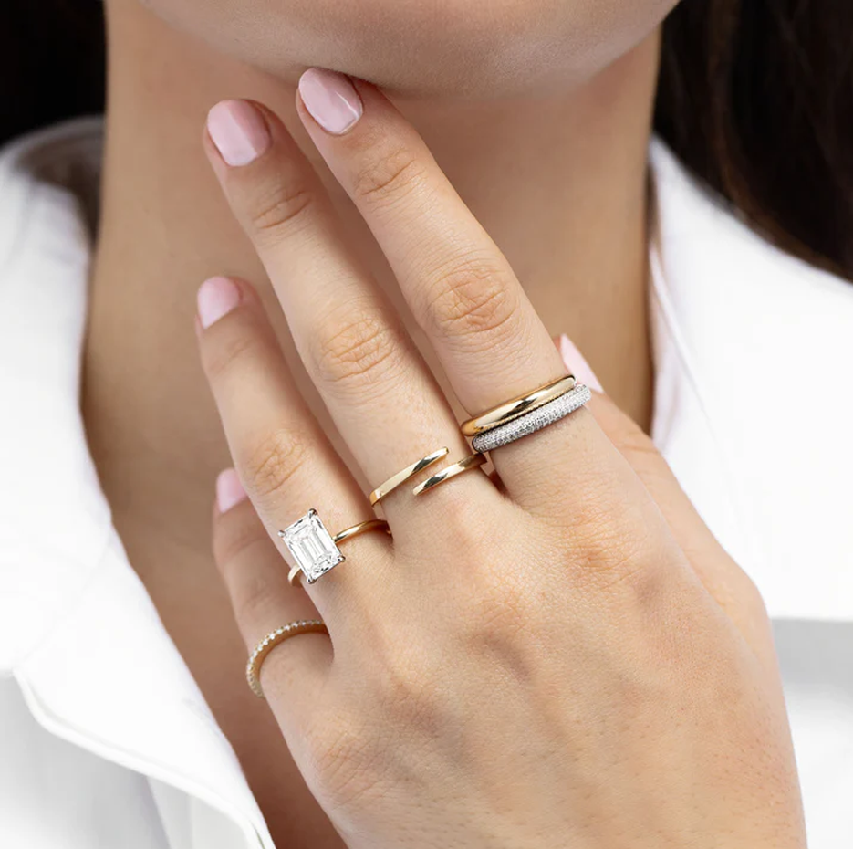 10 Karat Roségold 0,43 Karat TW Petite Pavé Diamant Wolkenring Farbe D Reinheit VVS-3